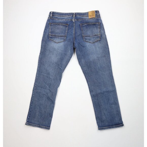 Nat Nast Luxury Originals Mens 36x30 Faded Stretch Straight Leg Denim Jeans Blue - Picture 10 of 14